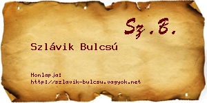 Szlávik Bulcsú névjegykártya